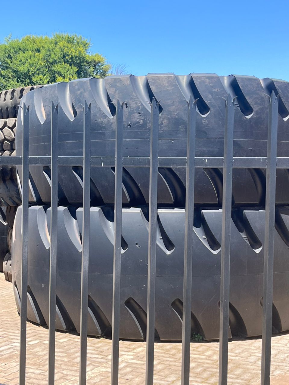 Close-up of mining tyre tread pattern